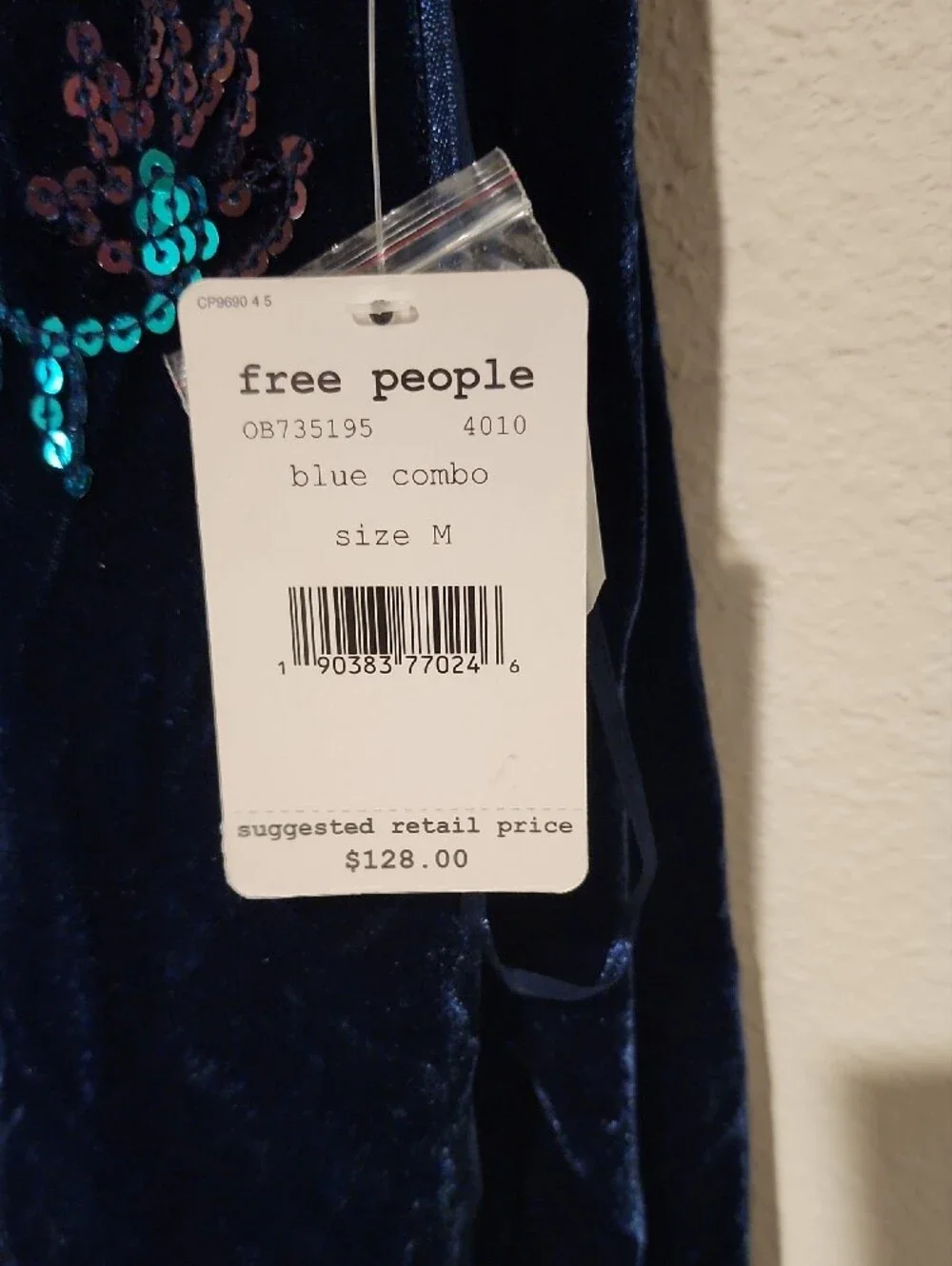 Free People Navy Velvet Sequin Combo Dress